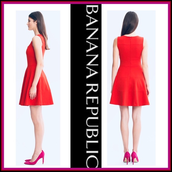 BANANA REPUBLIC PONTE FIT & FLARE TIERED DRESS 0 - Picture 2 of 12